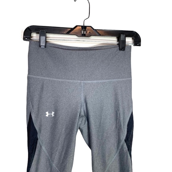 Under Armour HeatGear Gray Grey and white Mesh Mid-Rise Leggings Size Small - Picture 4 of 17
